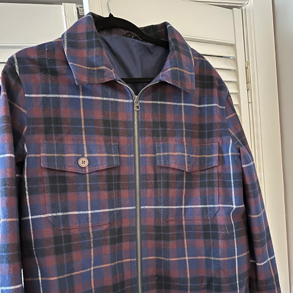 (RARE) Bonobos purple plaid zip-up jacket -MEDIUM
